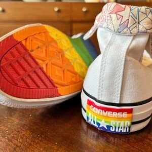 Converse Chuck Taylor All Star High Top Mens Size 13 White Rainbow Pride LGBTQ